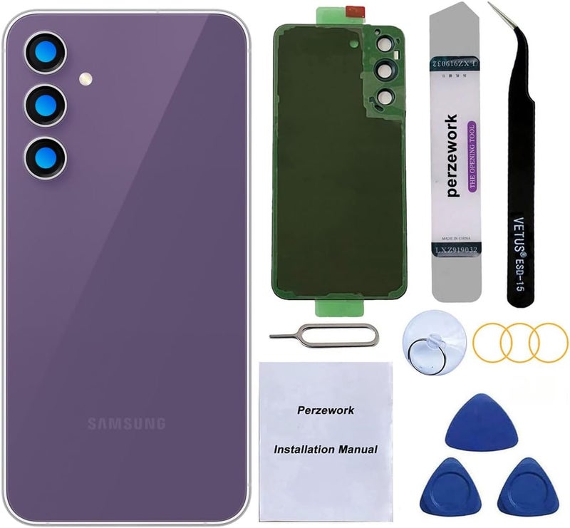 Perzework OEM Rear Back Glass Replacement for Samsung Galaxy S23 FE with Reparing Toolkit and Manual (Purple) - Image 1
